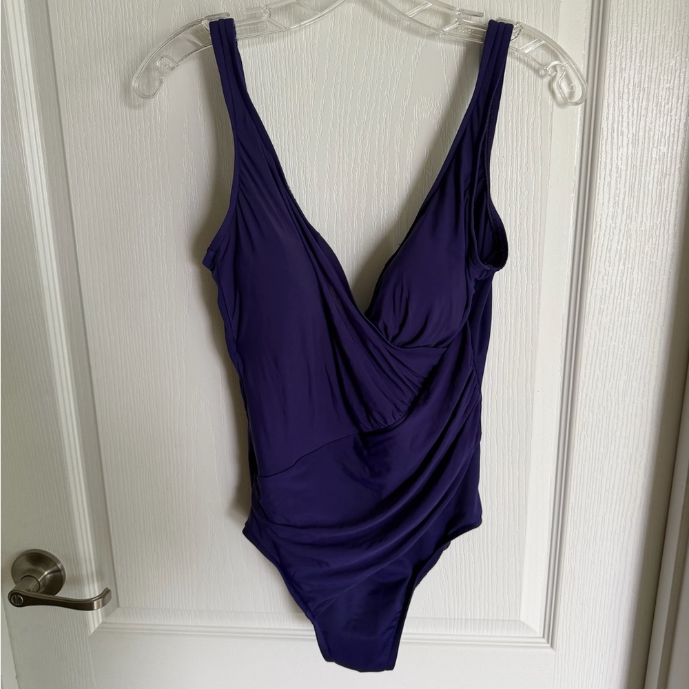 Miraclesuit Purple Ruched One-Piece Swimsuit